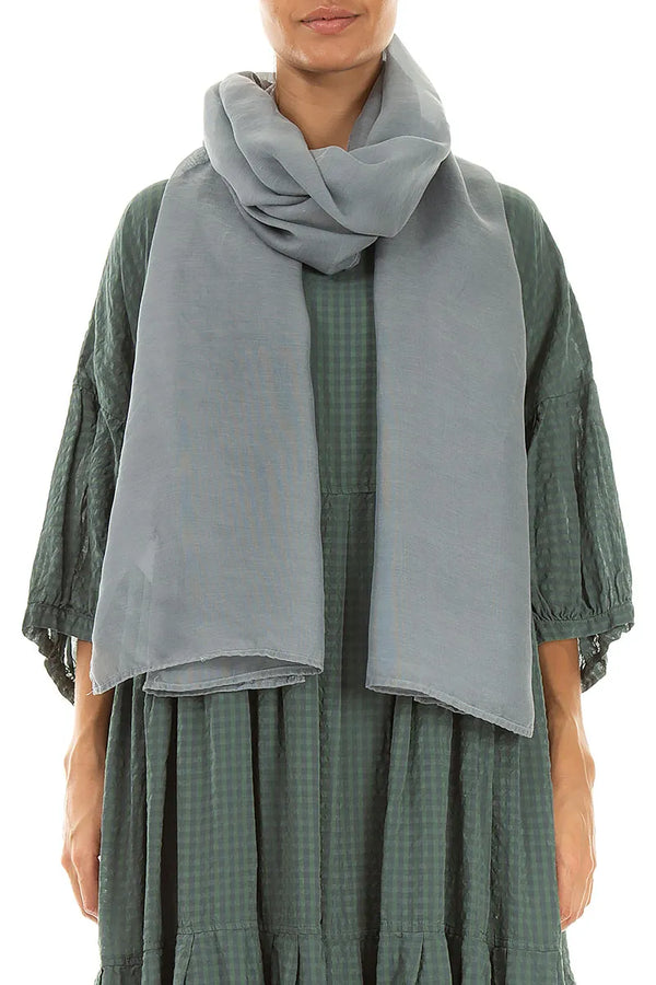Silver Grey Silk Cotton Scarf 1