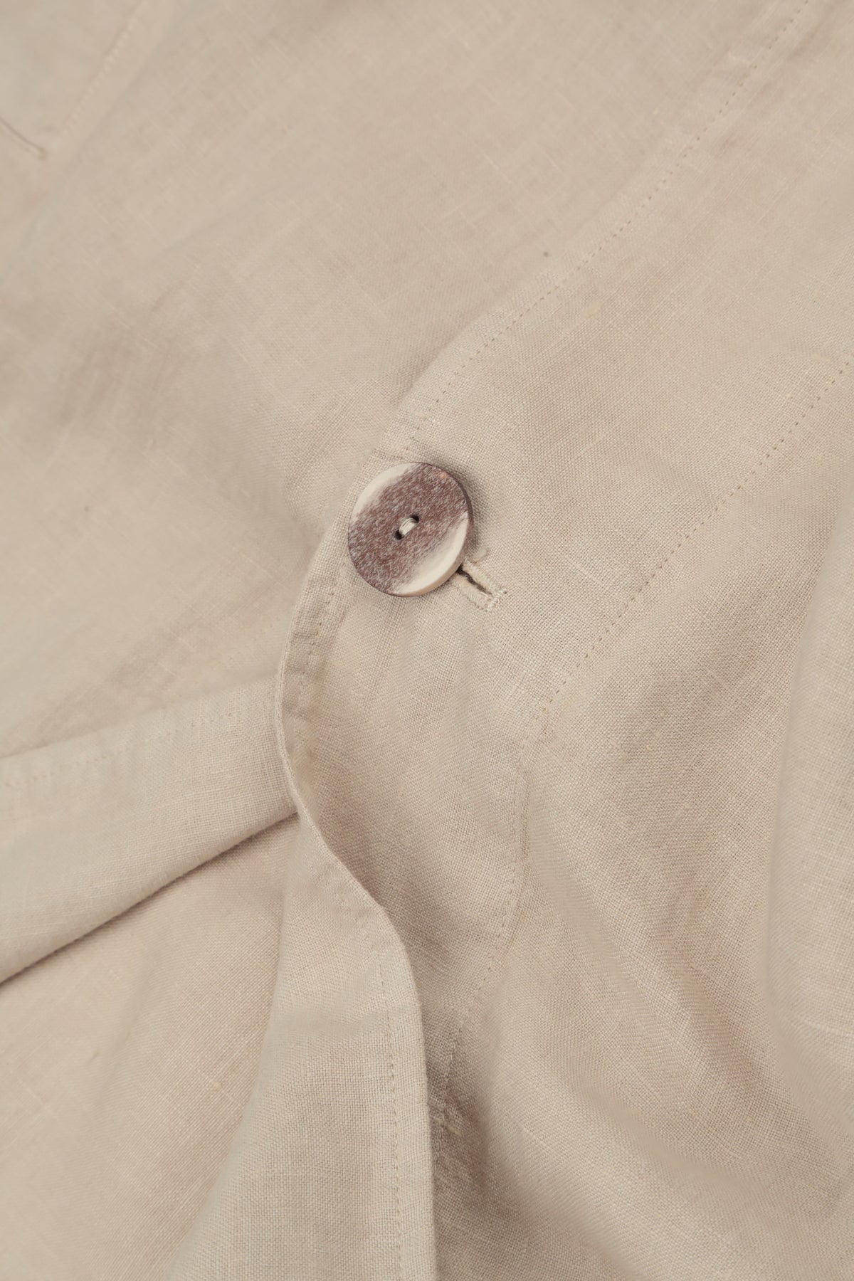 Single Button Beige Linen Blazer Jacket 5