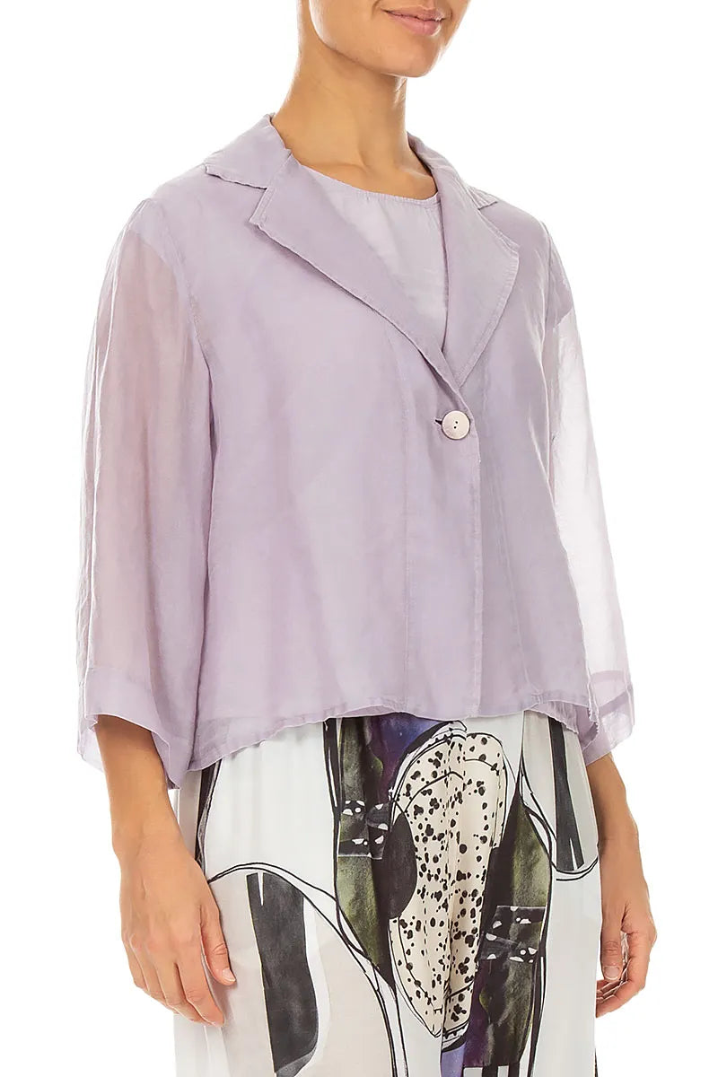 Single Button Lilac Silk Cotton Blazer Jacket 3