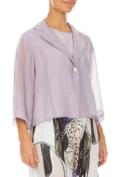 Single Button Lilac Silk Cotton Blazer Jacket 3