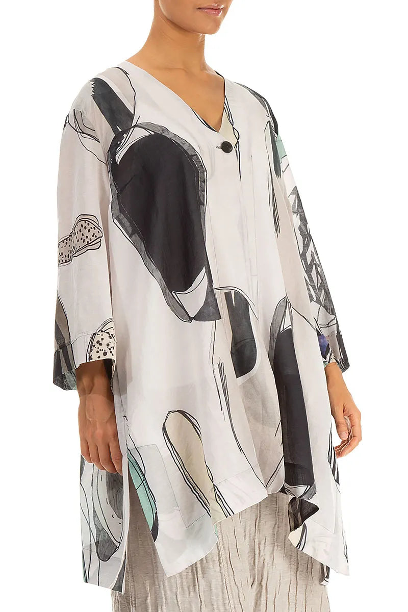 Single Button Tumbled Stone Silk Cotton Jacket 4