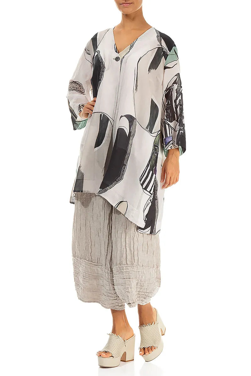 Single Button Tumbled Stone Silk Cotton Jacket 5