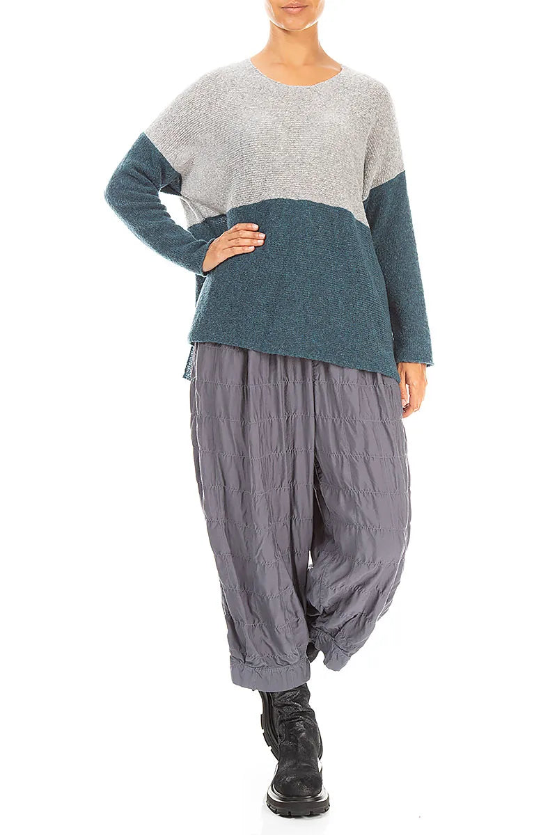 Pantalon plissé en Soie et Bambou Gris ardoise