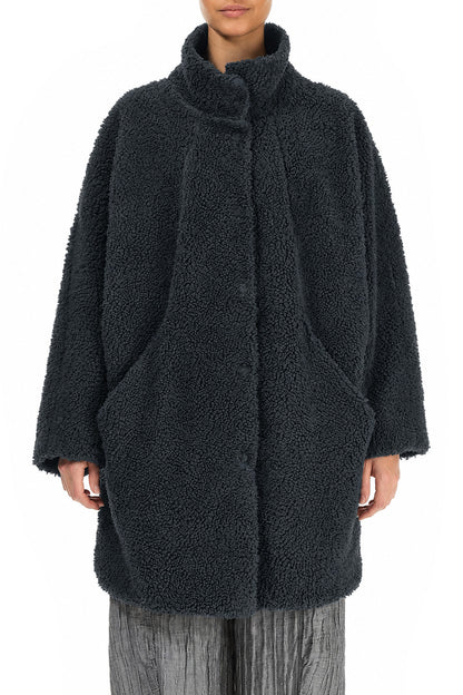 Manteau teddy en Coton Gris ardoise