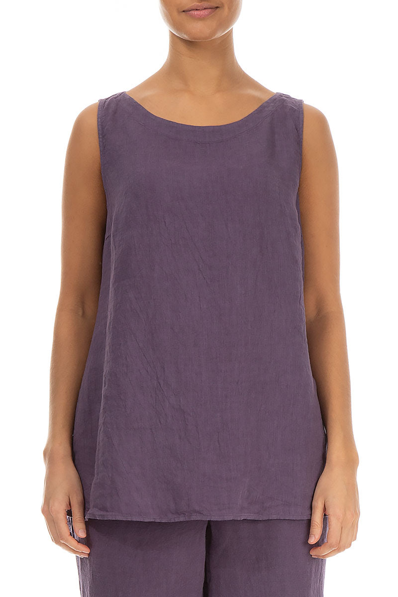 Sleeveless Amethyst Linen Top 1