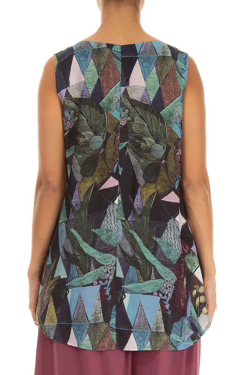 Sleeveless Art Mosaic Silk Bamboo Top 2
