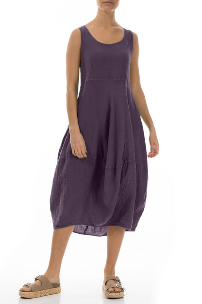 Sleeveless Balloon Amethyst Crêpe Linen Dress 4