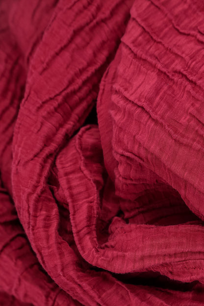 Sleeveless Balloon Crinkled Ruby Silk Linen Dress 5