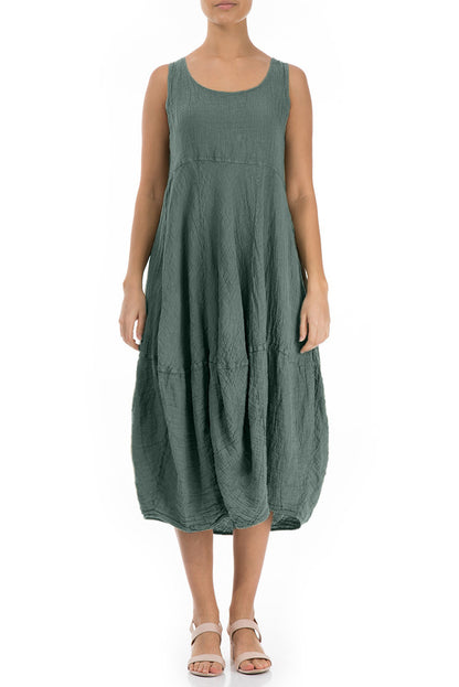 Sleeveless Balloon Sage Crêpe Linen Dress 1