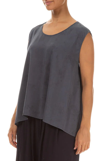 Sleeveless Blossom Graphite Silk Bamboo Blouse 3