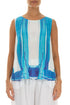 Sleeveless Blue Brushstroke Silk Bamboo Top 1