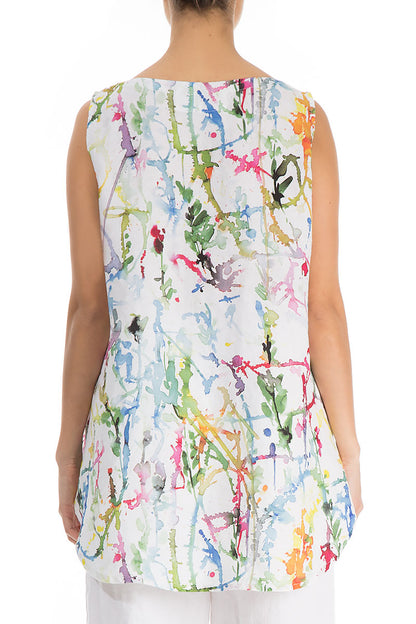 Sleeveless Colour Splash Linen Top 2