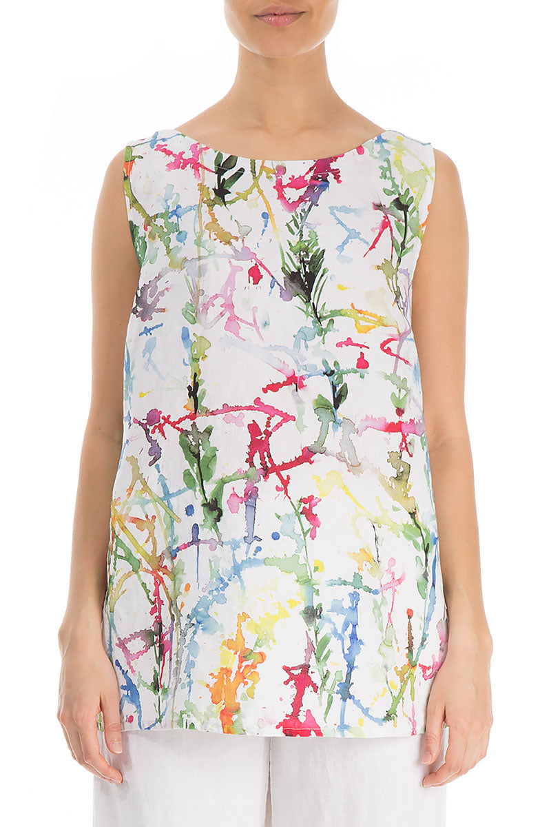 Sleeveless Colour Splash Linen Top 1