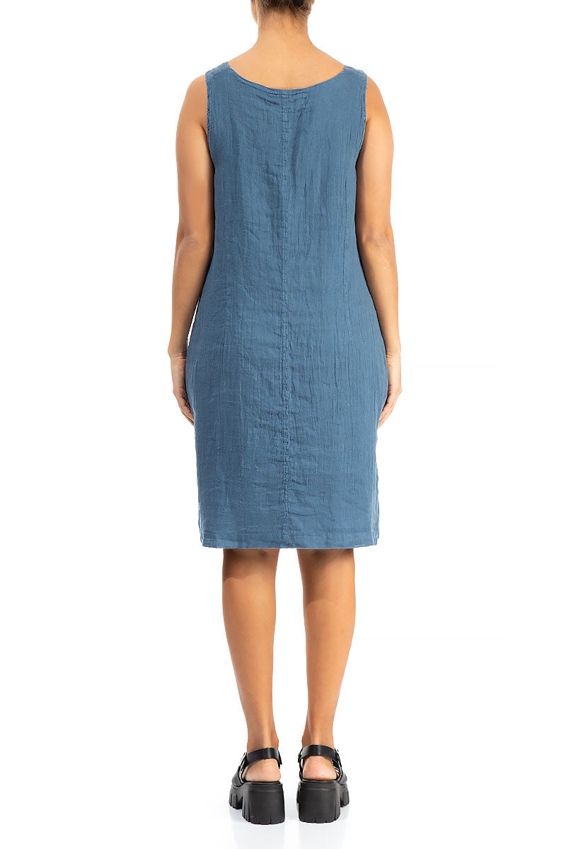 Sleeveless Denim Linen Midi Dress 2