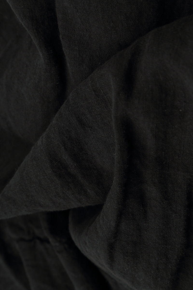 Sleeveless Flared Raw Edge Black Linen Blouse 5