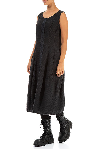 Sleeveless Grey Textured Linen Dress 3