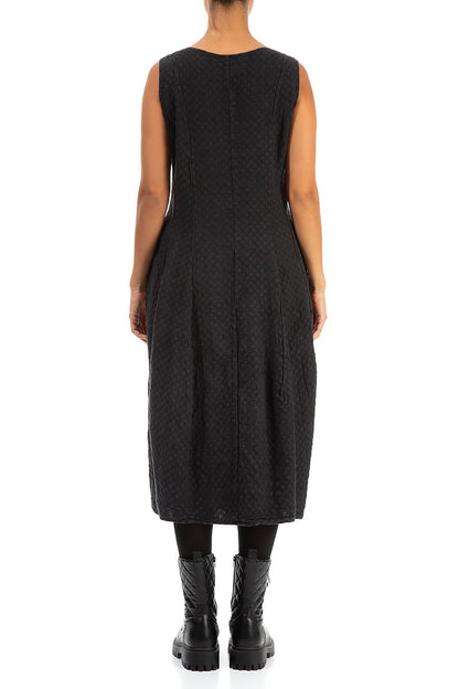 Sleeveless Grey Textured Linen Dress 2