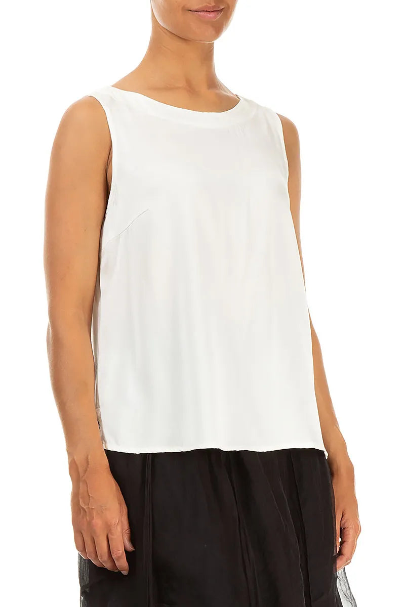 Sleeveless Off White Silk Top 3