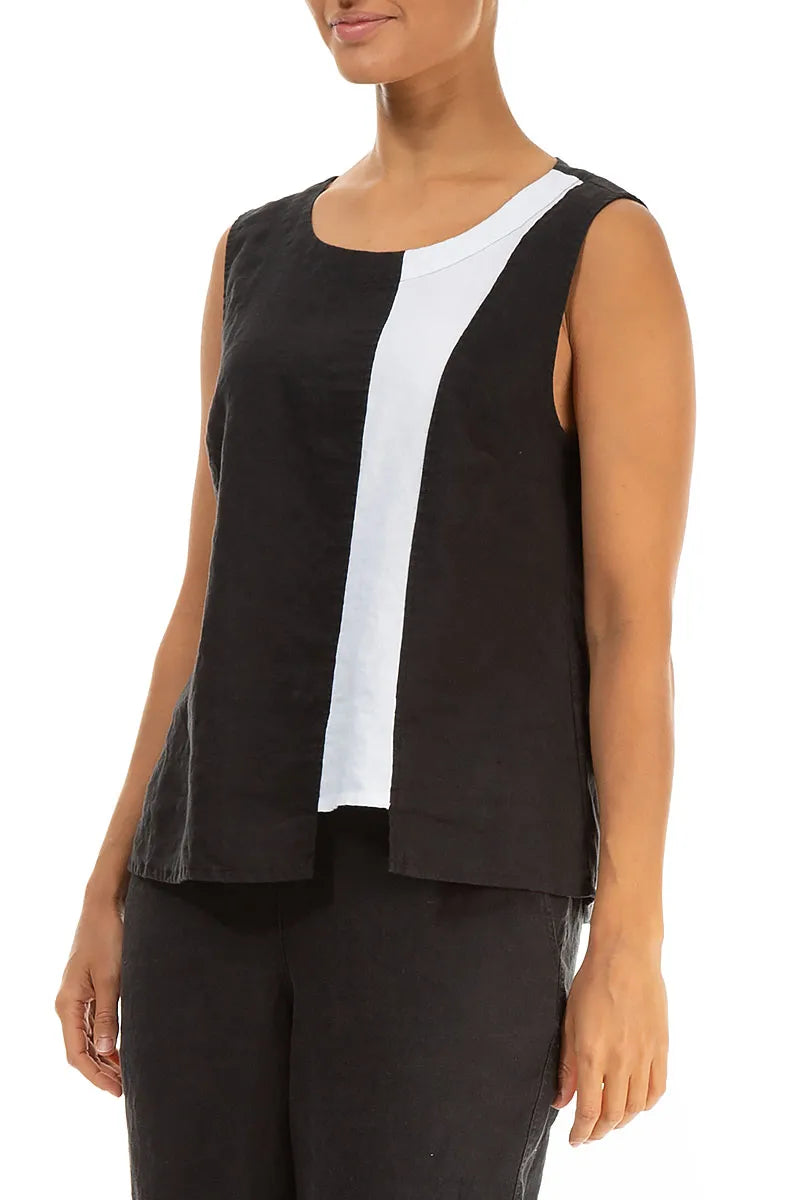 Sleeveless Two-Tone Linen Top 4