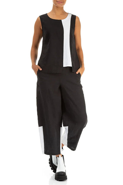 Sleeveless Two-Tone Linen Top 5