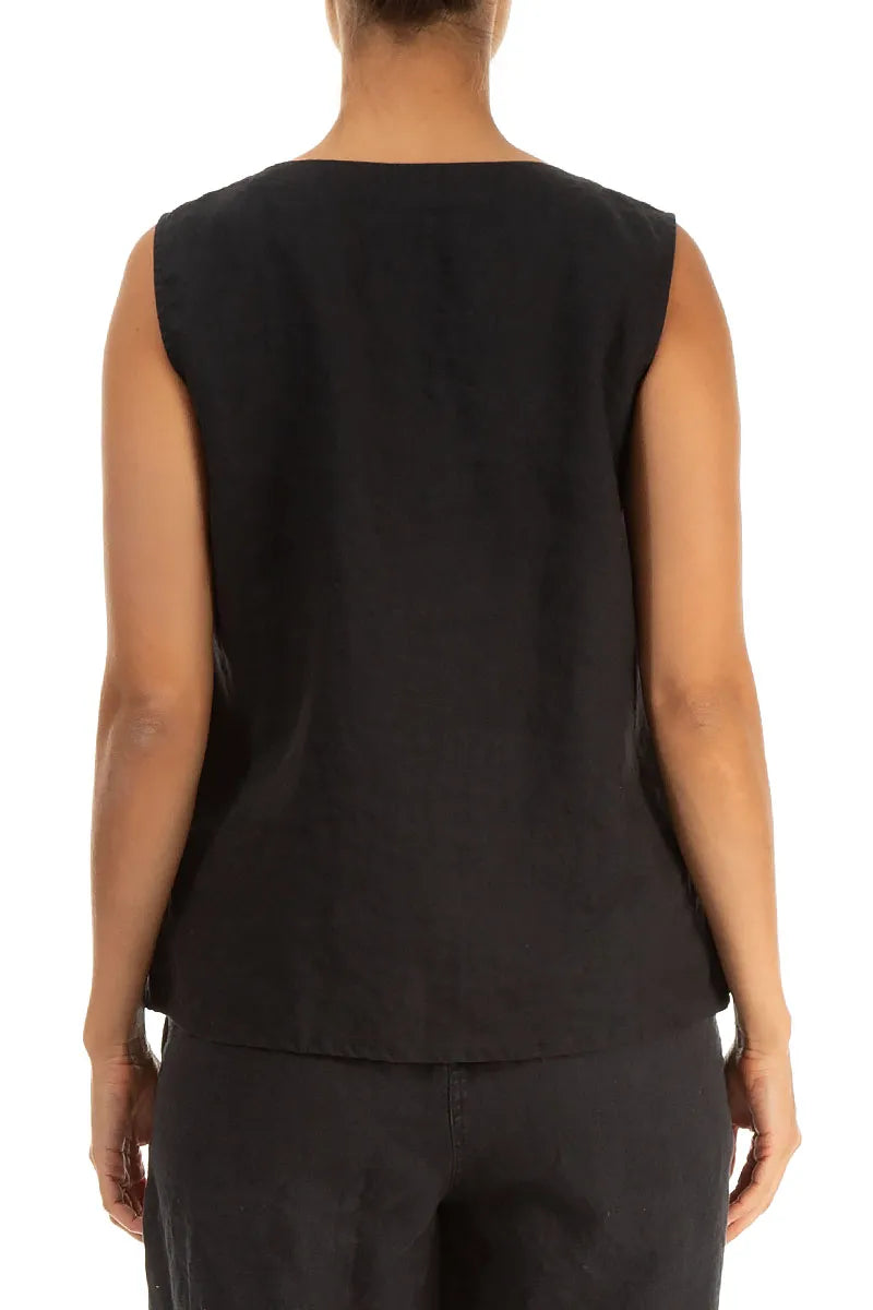 Sleeveless Two-Tone Linen Top 3