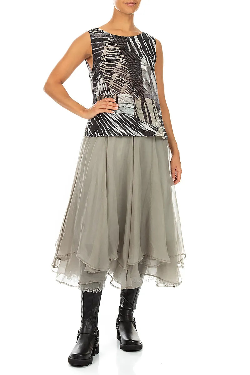 Sleeveless Wild Ink Textured Silk Top 4
