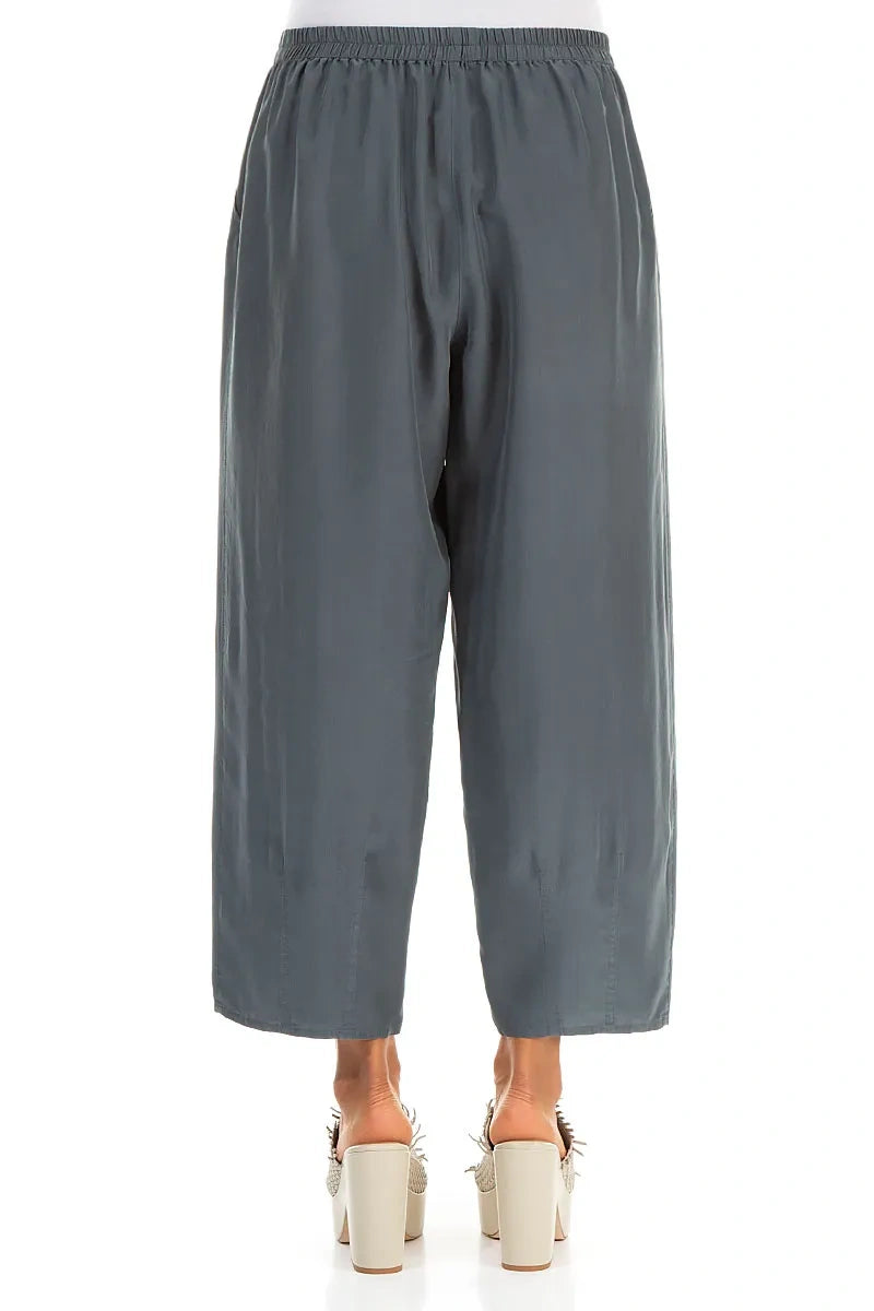 Slight Taper Graphite Pure Silk Trousers 2