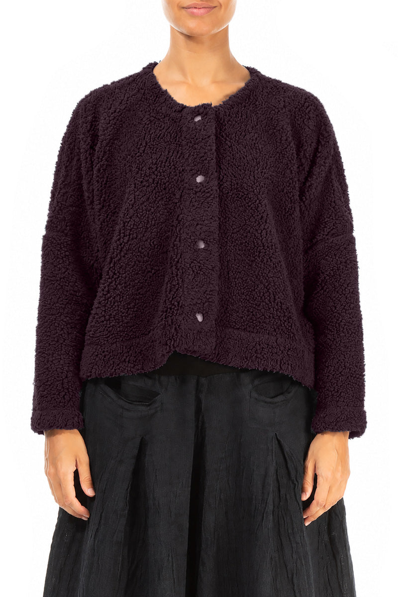 Veste teddy en Coton prune foncé à boutons-pression