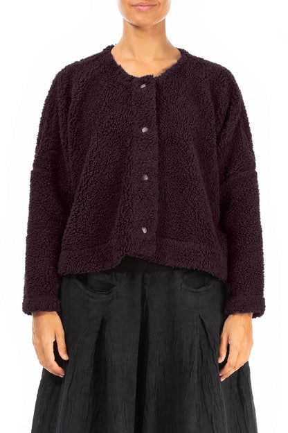 Veste teddy en Coton prune foncé à boutons-pression
