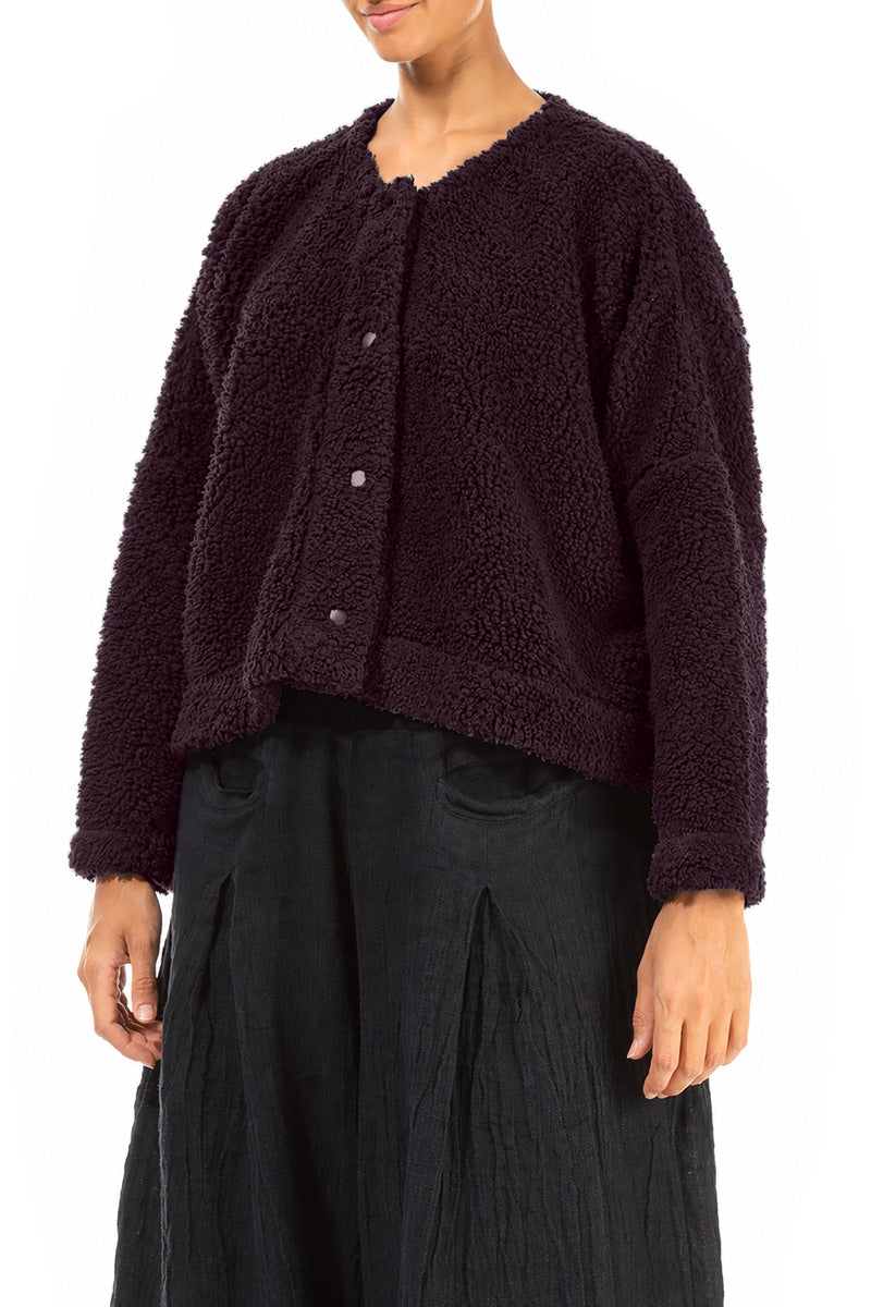Veste teddy en Coton prune foncé à boutons-pression