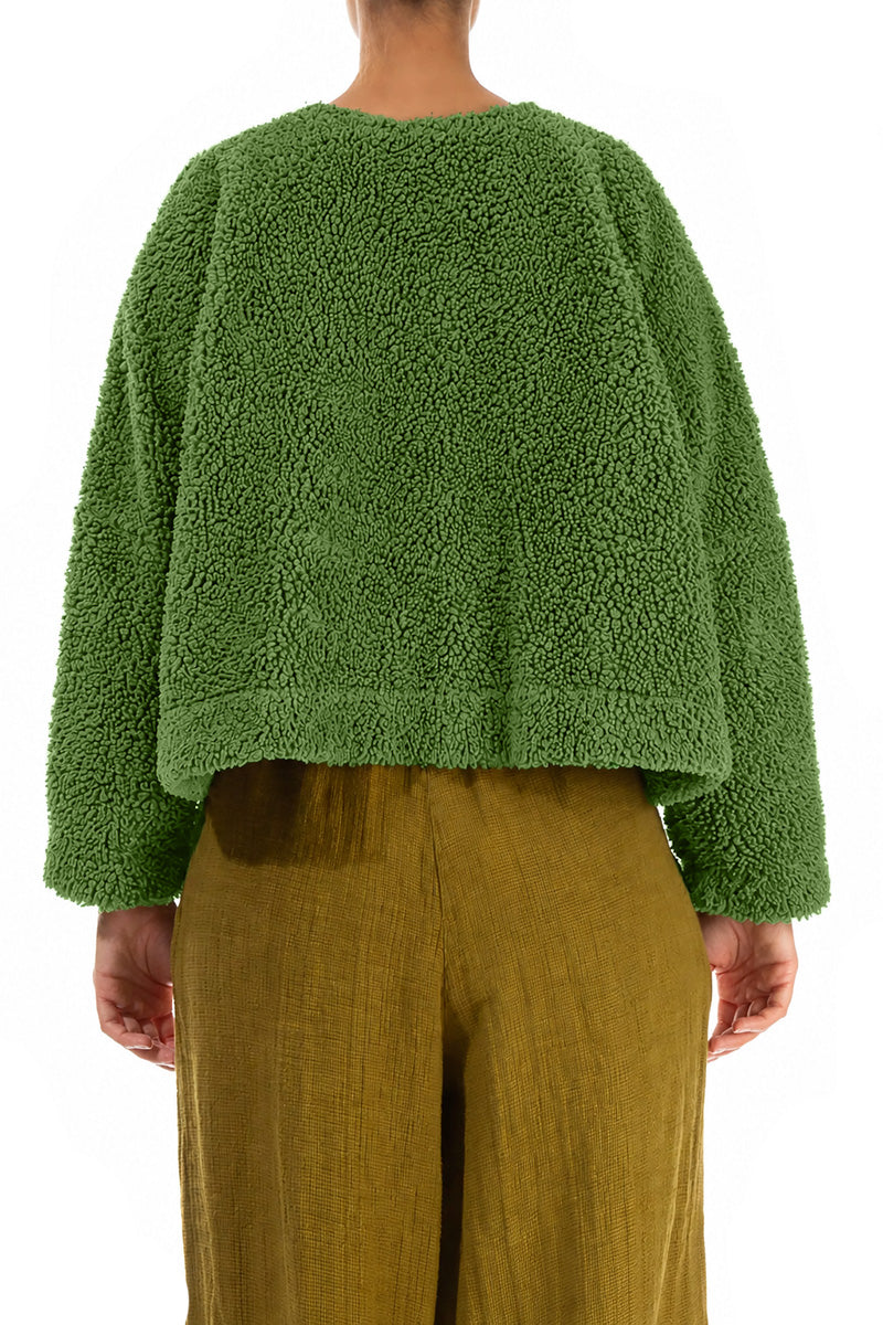 Veste teddy en Coton Vert trèfle à boutons-pression