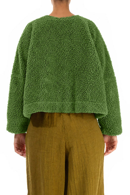 Veste teddy en Coton Vert trèfle à boutons-pression