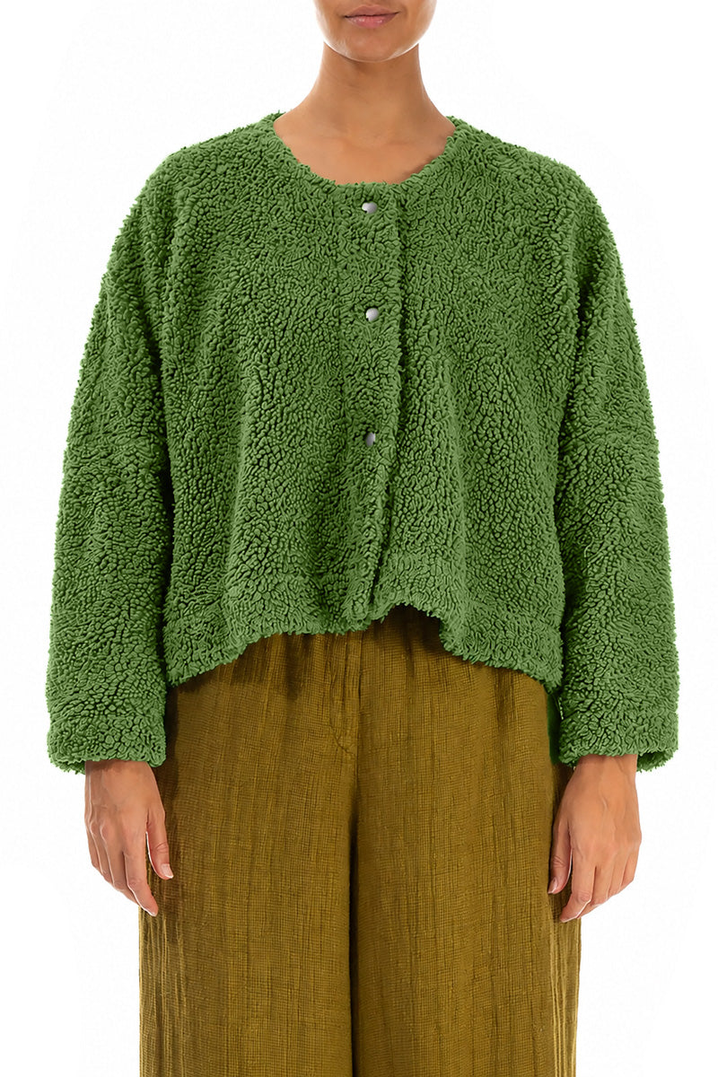 Veste teddy en Coton Vert trèfle à boutons-pression