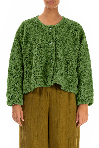 Veste teddy en Coton Vert trèfle à boutons-pression