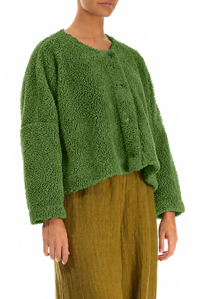 Veste teddy en Coton Vert trèfle à boutons-pression
