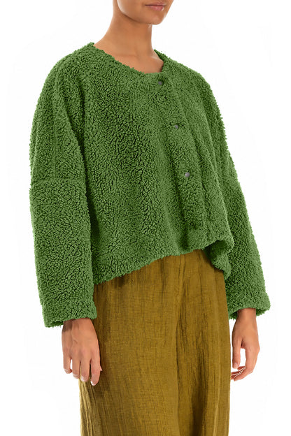 Veste teddy en Coton Vert trèfle à boutons-pression