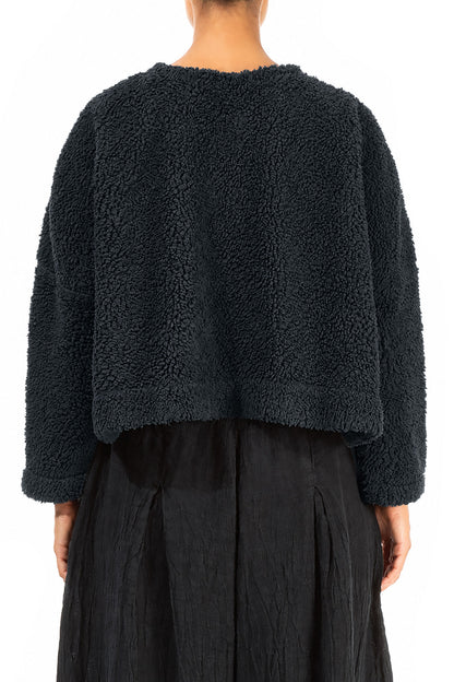 Veste teddy en Coton Gris ardoise à boutons-pression