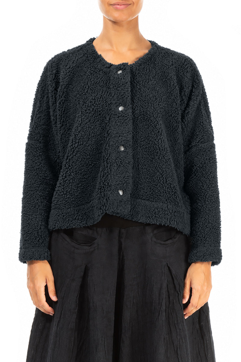Veste teddy en Coton Gris ardoise à boutons-pression