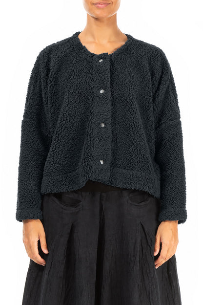 Veste teddy en Coton Gris ardoise à boutons-pression