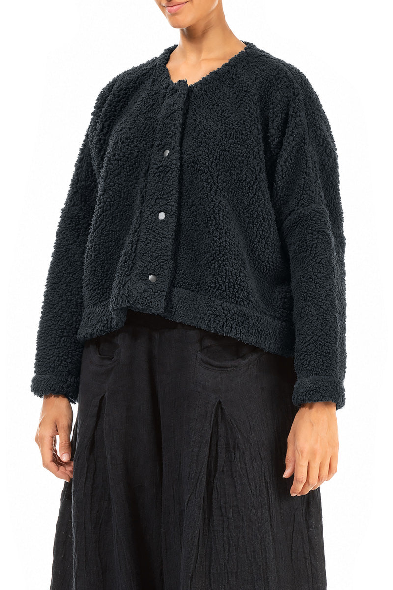 Veste teddy en Coton Gris ardoise à boutons-pression