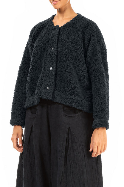 Veste teddy en Coton Gris ardoise à boutons-pression