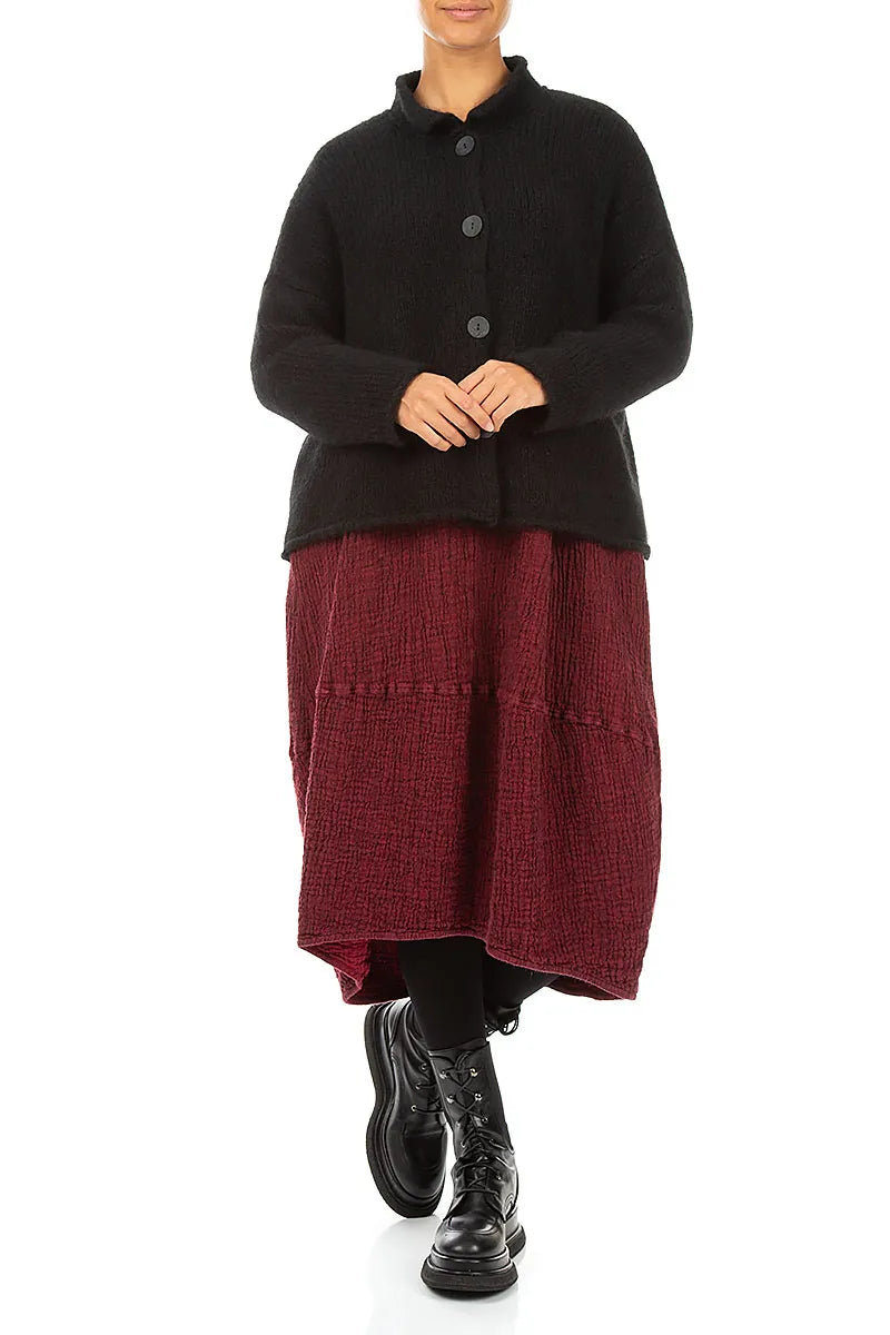 Weiche Strickjacke aus schwarzem Kaschmir und Wolle mit weichem Kragen