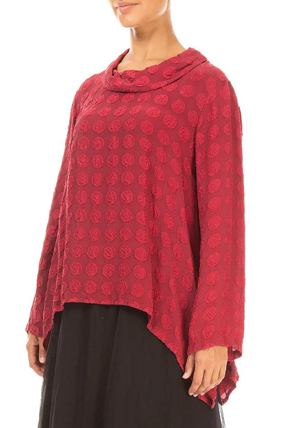 Soft Cowl Ruby Bubble Silk Blouse 3