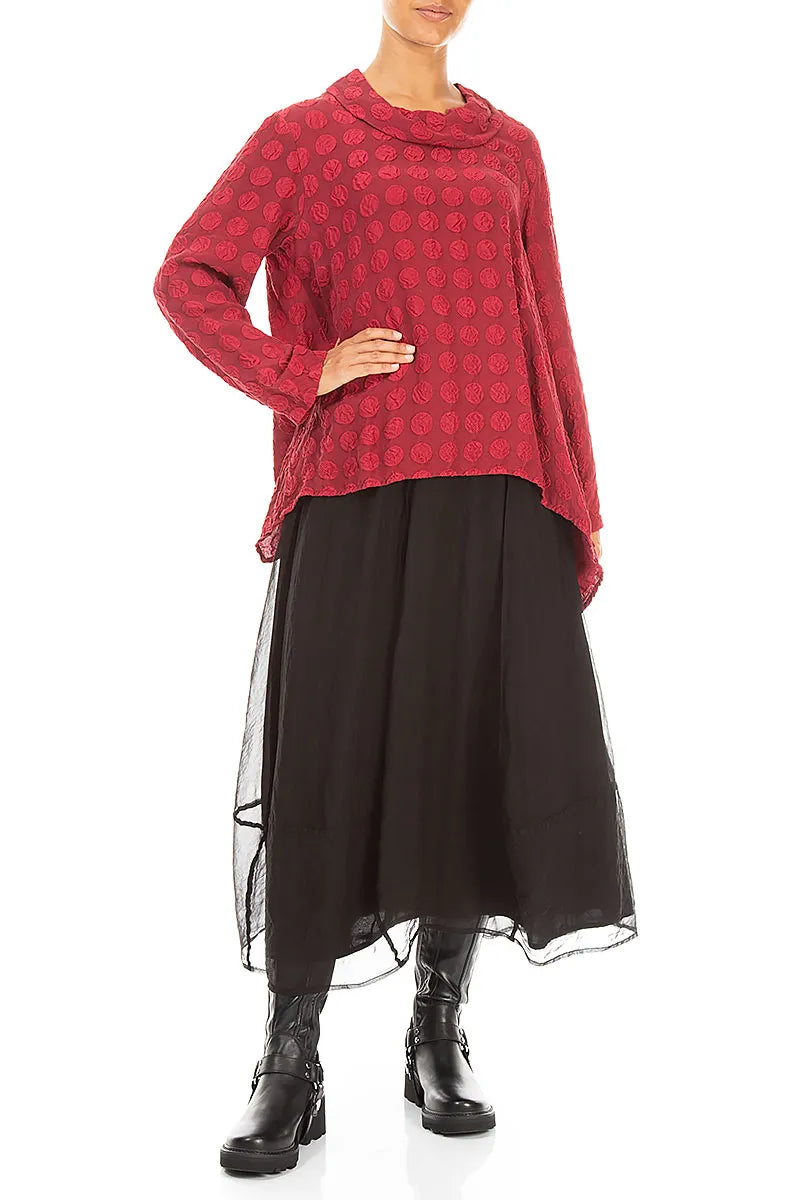 Soft Cowl Ruby Bubble Silk Blouse 4
