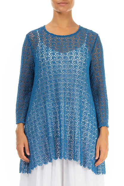 Soft Flare Cobalt Blue Broderie Cotton Blouse 2