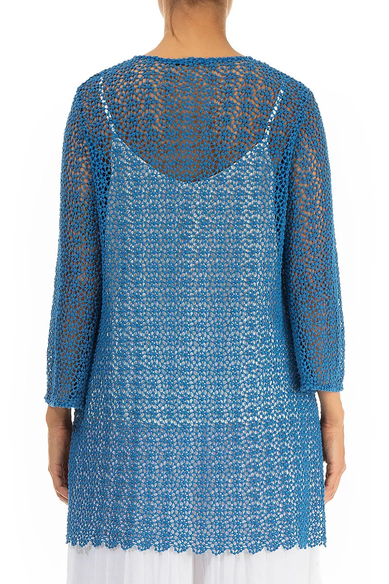 Soft Flare Cobalt Blue Broderie Cotton Blouse 3