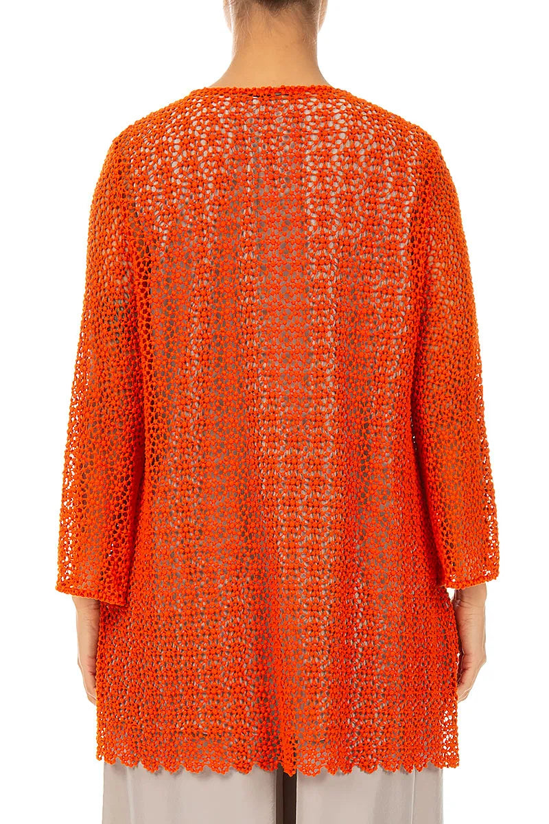 Soft Flare Flame Orange Broderie Cotton Blouse 2