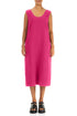 Soft V-Neck Fuchsia Linen Dress 1