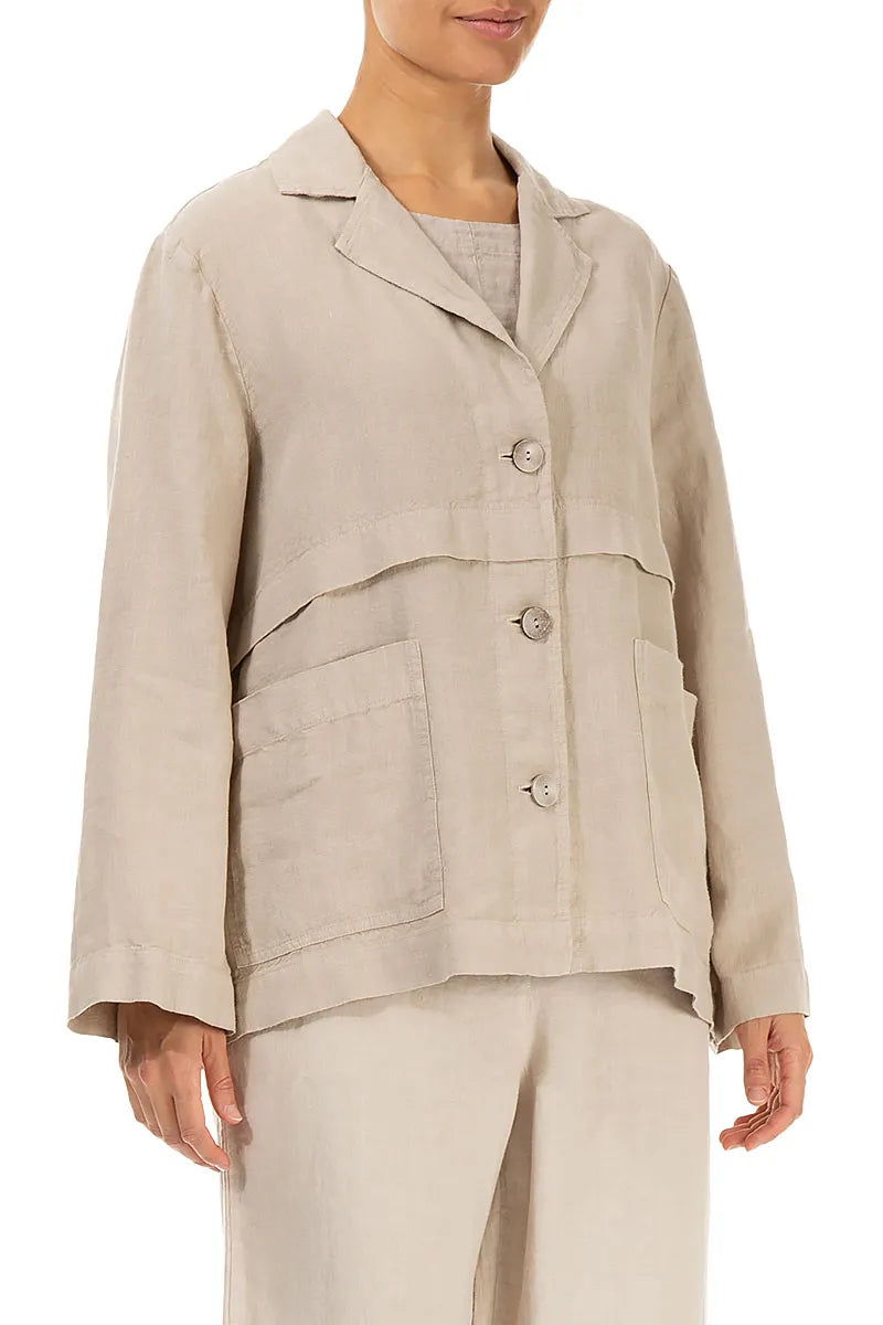 Softly Structured Beige Linen Jacket 3