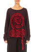 Spiral Detail Cherry Red Wavy Cotton Blouse 1
